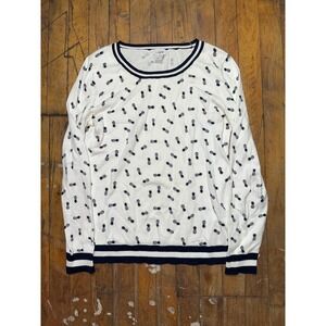 J.CREW Teddie Sweater Women's XS White Pineapple Print Lightweight Pullover